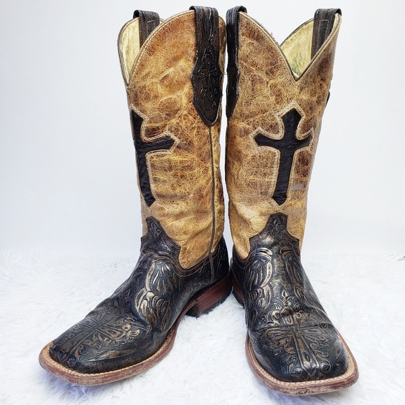 Ferrini Shoes - Ferrini Western Square Toe Cross Cowboy Boots
